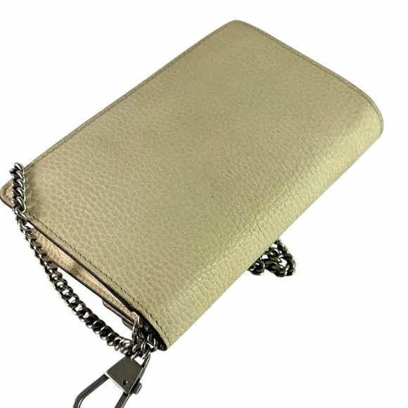 GUCCI Dionysus Super Mini Crystal Beige Leather Crossbody Bag Made in Italy - Picture 8 of 15